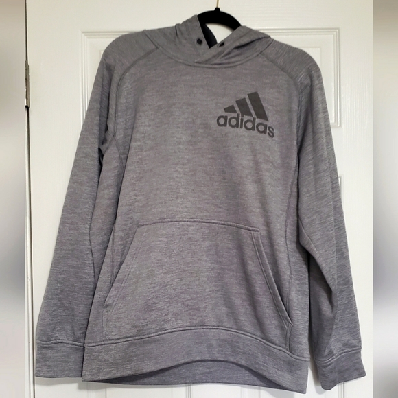 ADIDAS gray athletic Clima Warm Hoodie Sweatshirt men's Medium - Picture 1 of 7